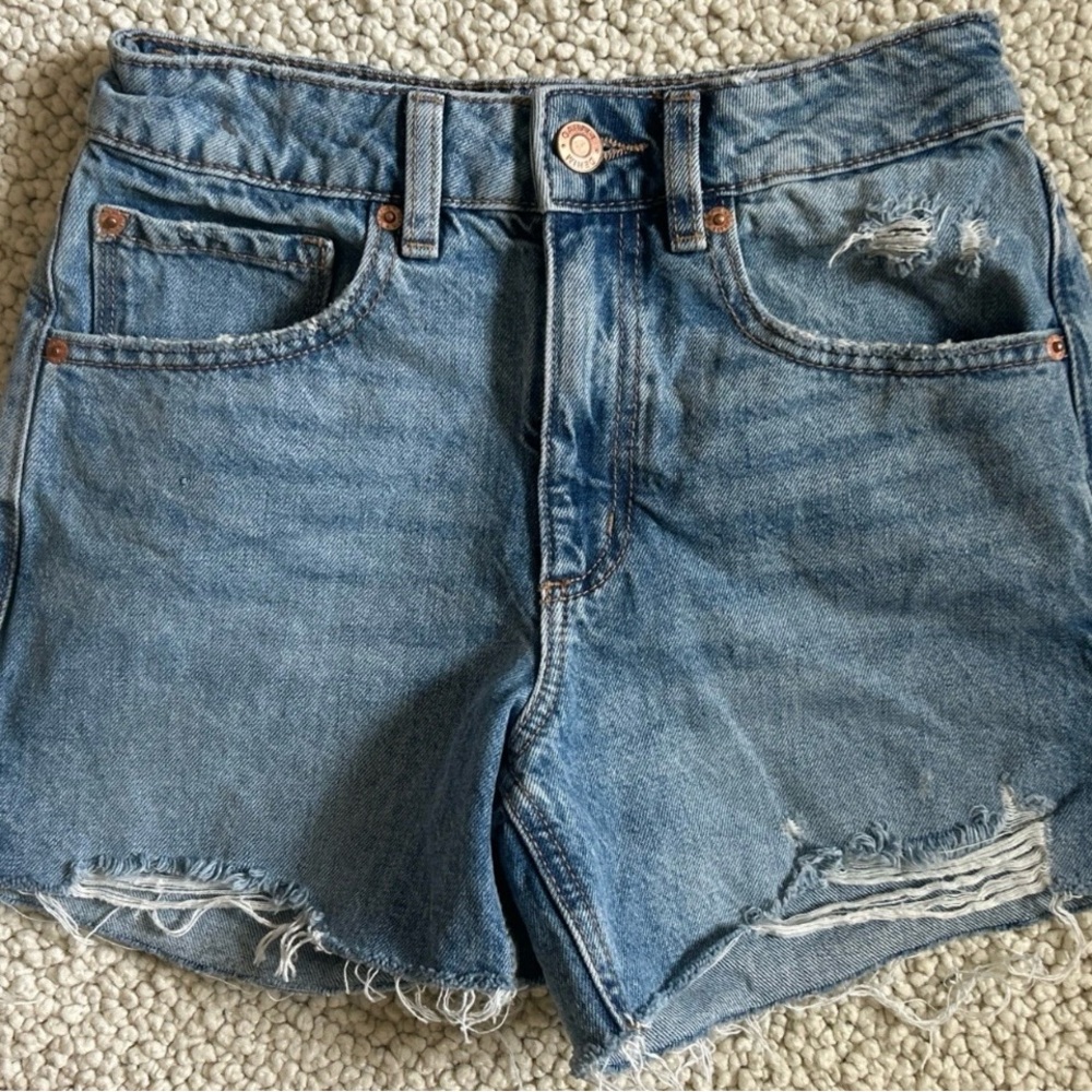 Garage Light Blue Distressed Jean Shorts